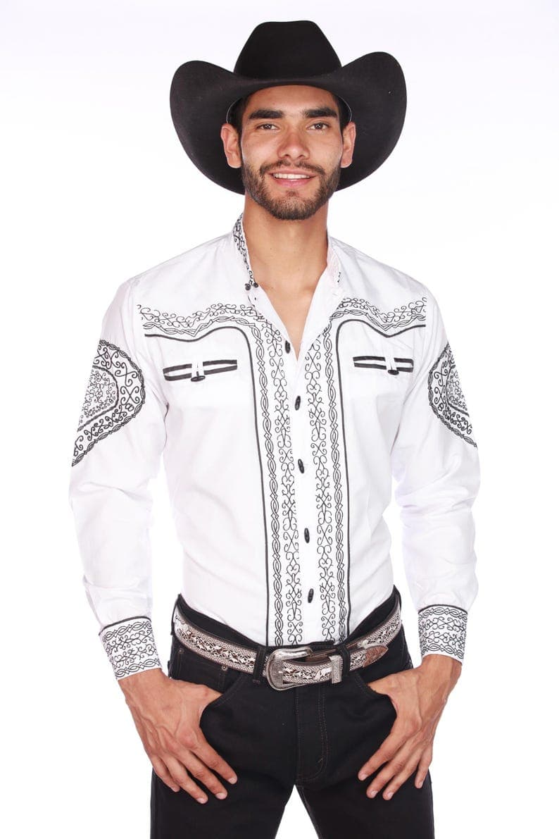Embroidered Western Cowboy Shirt with Charro Buttons
